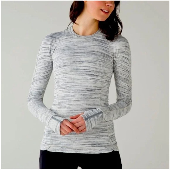 Lululemon Runderful Long Sleeve Space Dye Camo White Silver Spoon size 6 - Picture 1 of 7